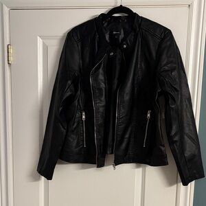 Reitmans Classic Black Vegan Leather Jacket